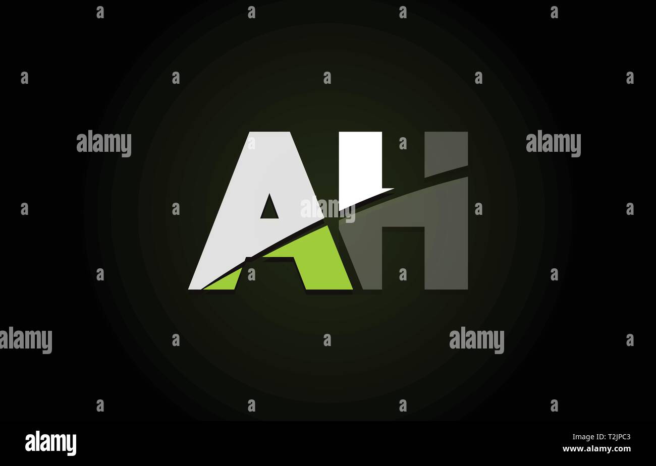 Design of alphabet letter logo combination ah a h with green white and ...