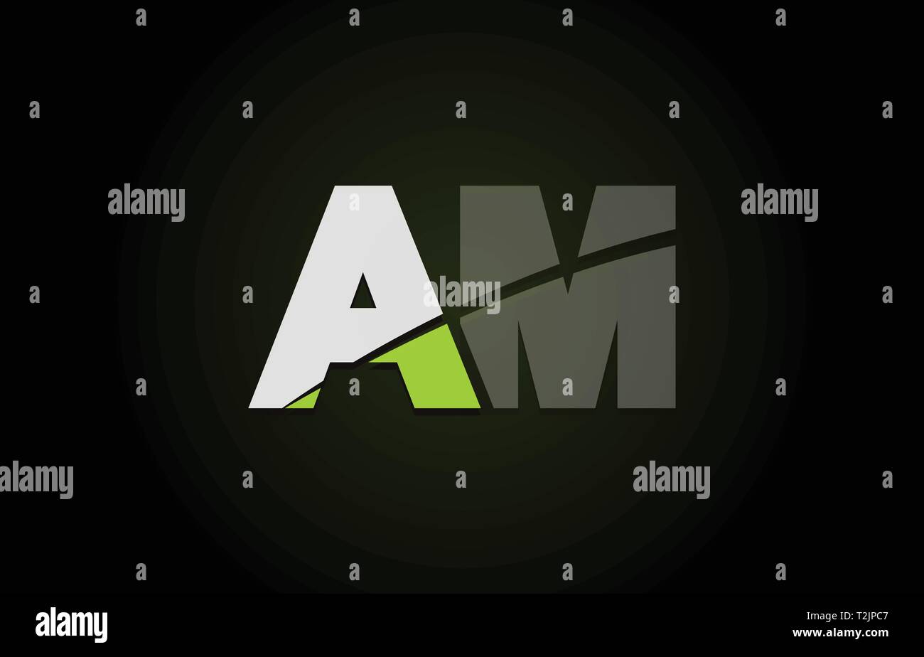Design of alphabet letter logo combination am a m with green white and ...