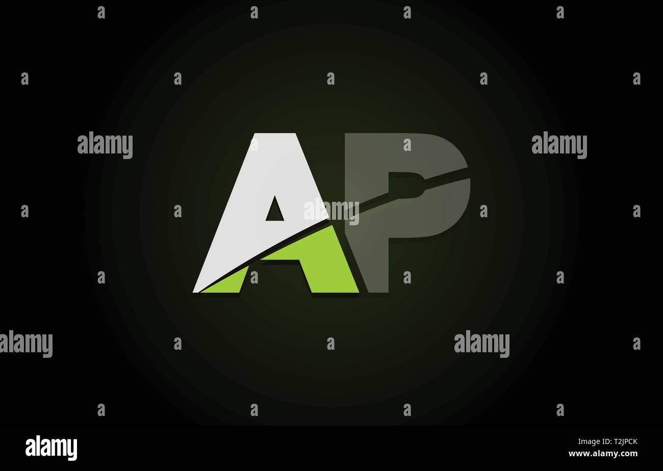 Design of alphabet letter logo combination ap a p with green white and ...