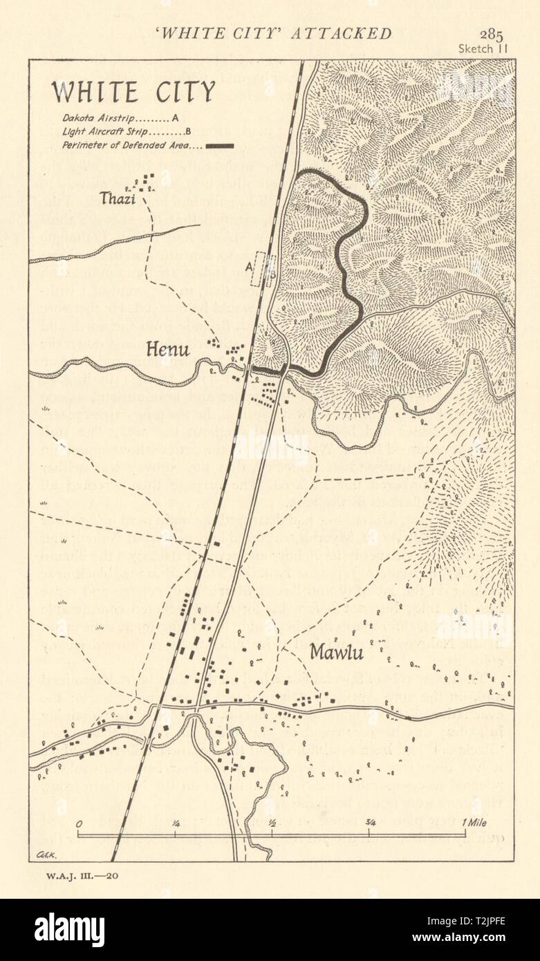 Burma Campaign 1944. World War 2. Mawlu Henu 1961 old vintage map plan chart Stock Photo