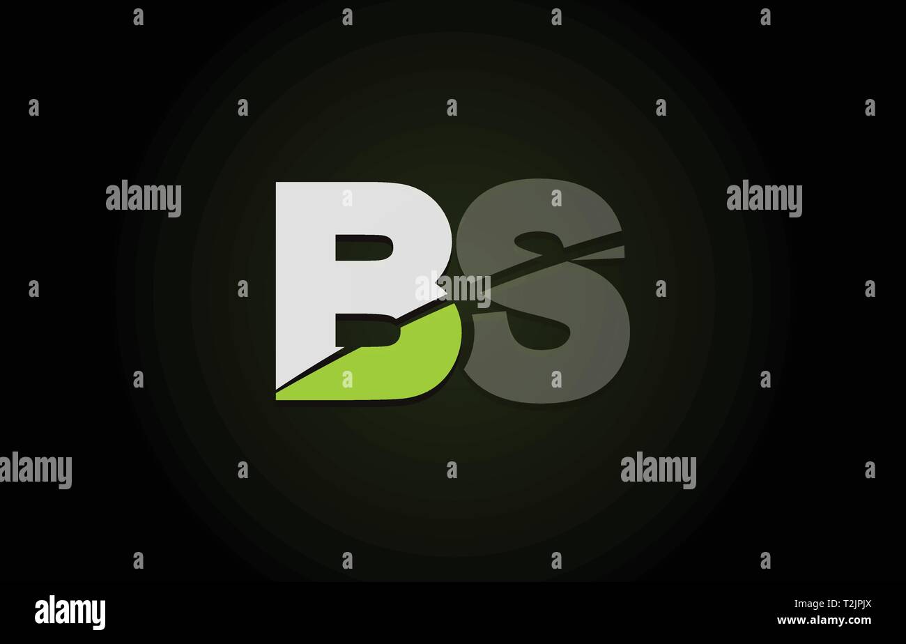 Design of alphabet letter logo combination bs b s with green white and ...