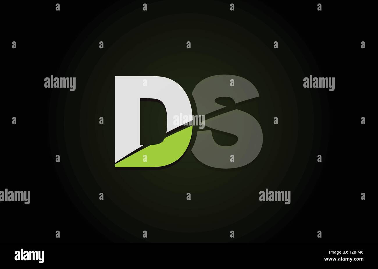 Design of alphabet letter logo combination ds d s with green white and ...