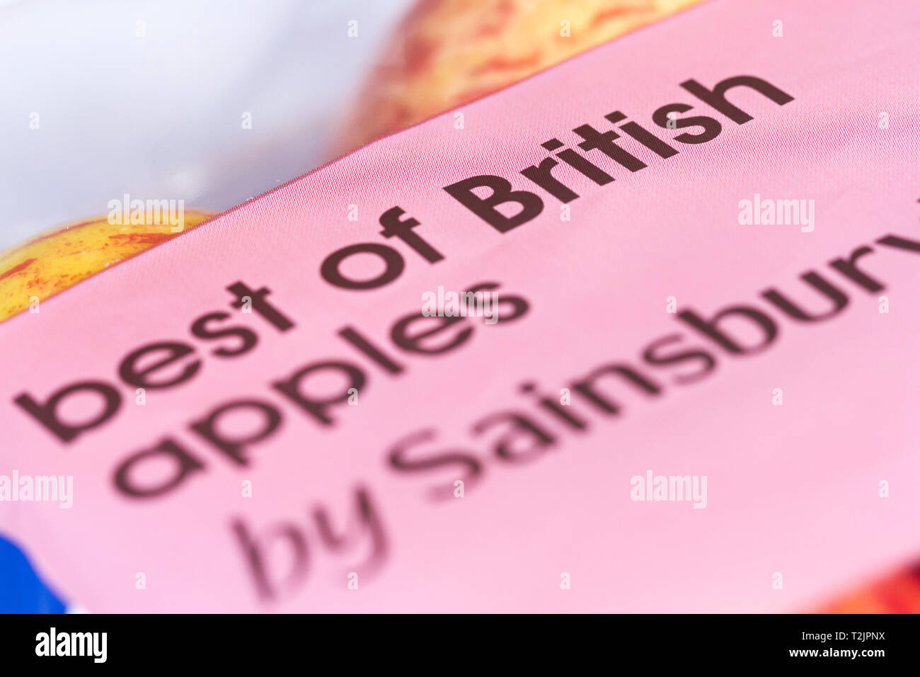 Best of British apples label closeup Stock Photo