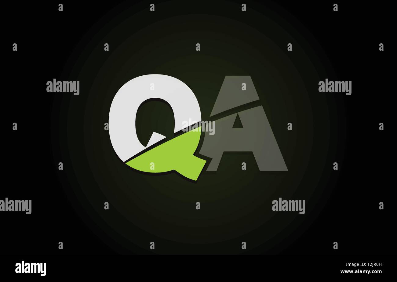 Design of alphabet letter logo combination qa q a with green white and ...
