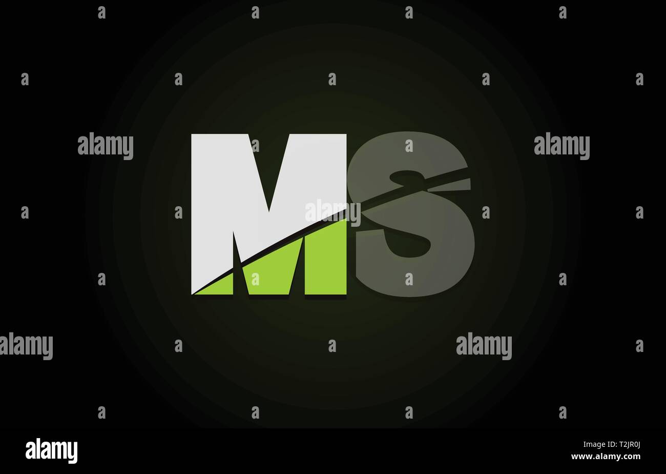 Design of alphabet letter logo combination ms m s with green white and ...