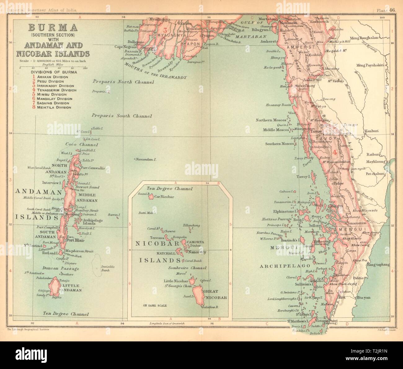 British Burma South. Andaman & Nicobar Islands. Myanmar. Mergui 1909 ...