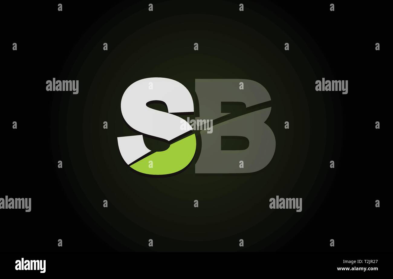 Design of alphabet letter logo combination sb s b with green white and ...