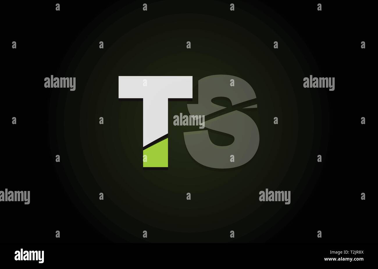 Design of alphabet letter logo combination ts t s with green white and ...