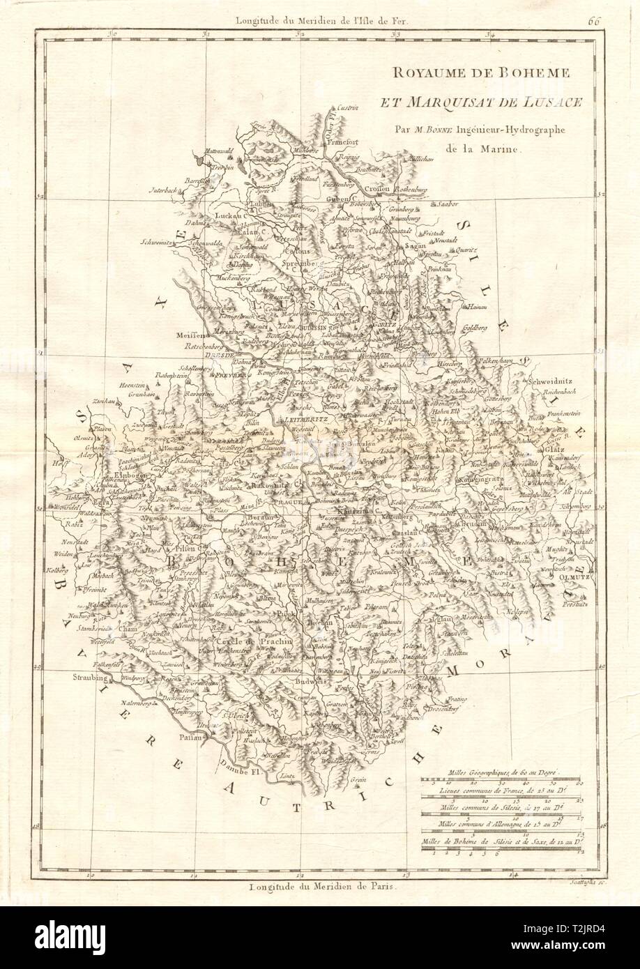 Royaume de Boheme & Marquisat de Lusace. Bohemia Lusatia Czechia. BONNE 1789 map Stock Photo