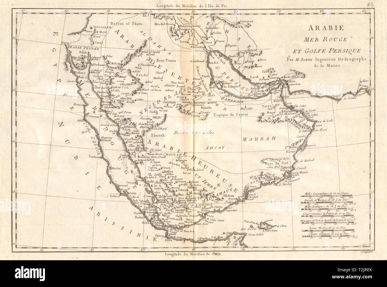 Arabie Mer Rouge Et Golfe Persique Arabia Red Sea Persian Gulf Bonne 1790 Map Stock Photo Alamy