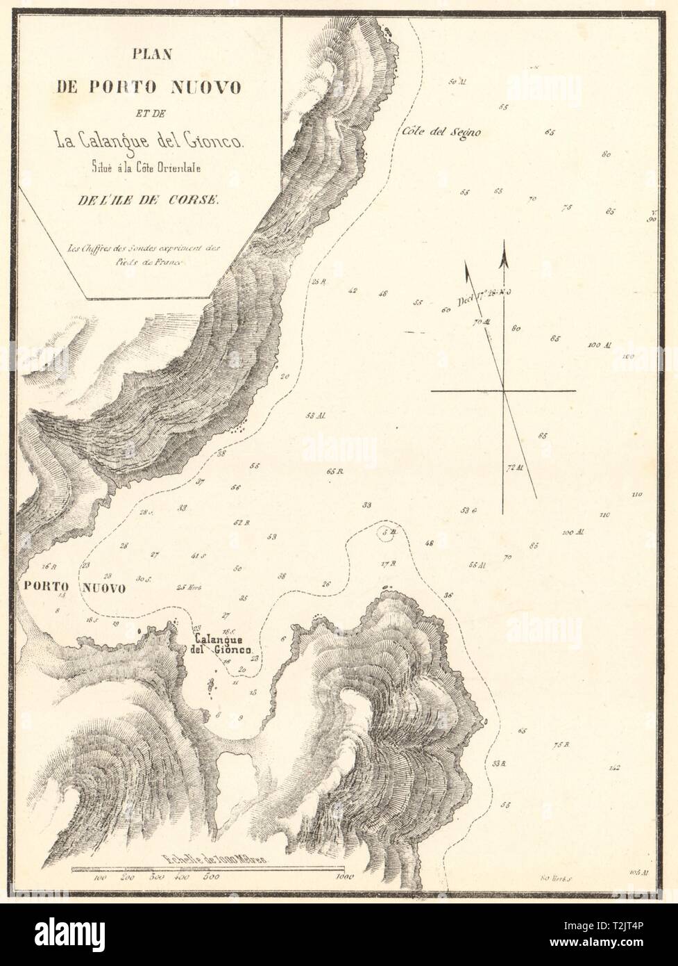 Porto-Novo. Porto Nuovo &… Calangue del Gionco. Corse Corsica. GAUTTIER 1851 map Stock Photo
