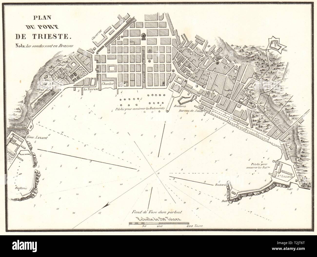 Gallerie Ferroviarie Trieste Map - Plan Of The Port Of Trieste Plan Du Port De Trieste Italy Gauttier 1854 Map T2JT6T