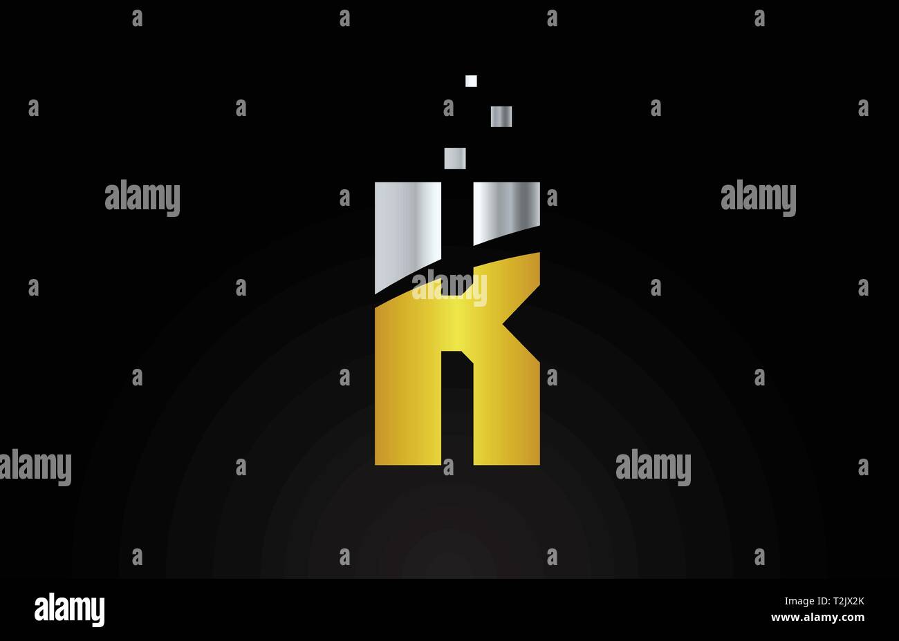 gold golden silver metallic color alphabet letter K logo design ...