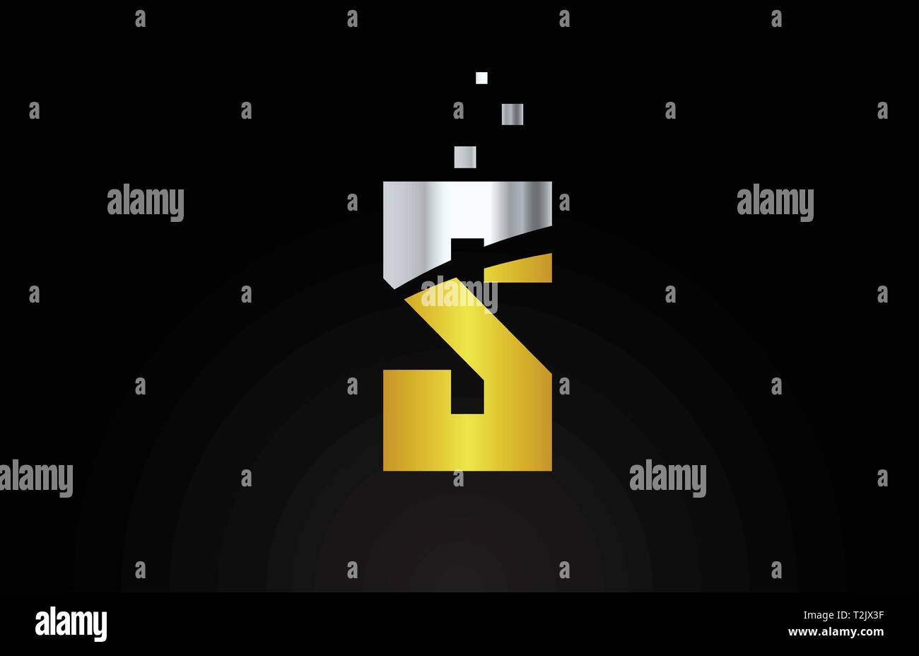 gold golden silver metallic color alphabet letter S logo design ...