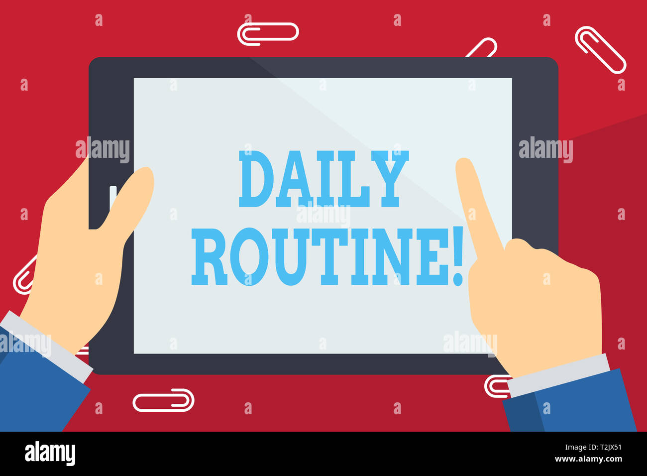 Writing note showing Daily Routine. Business concept for customary or ...