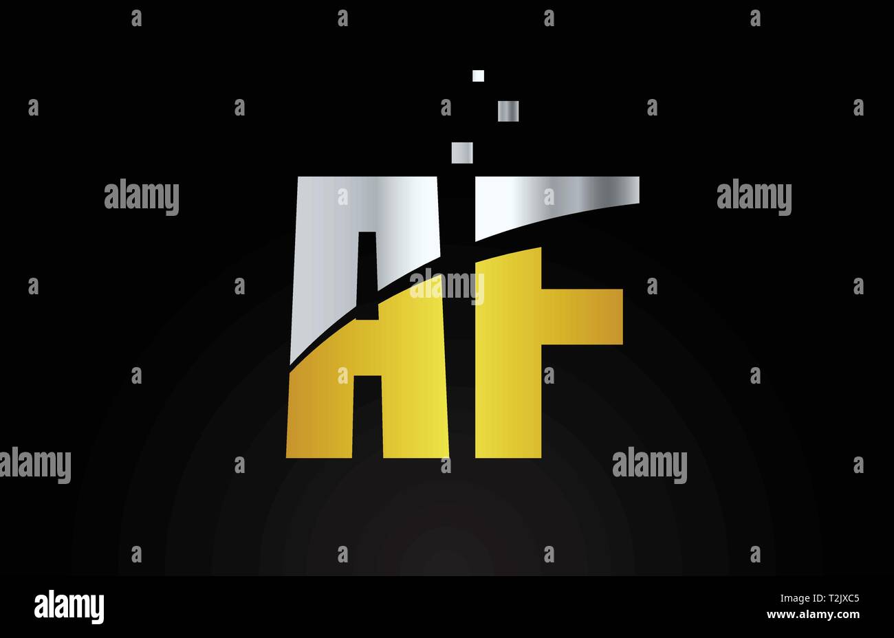 gold golden silver metallic color alphabet letter AF A F logo ...