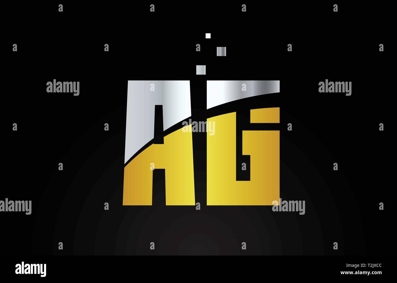 gold golden silver metallic color alphabet letter AG A G logo ...