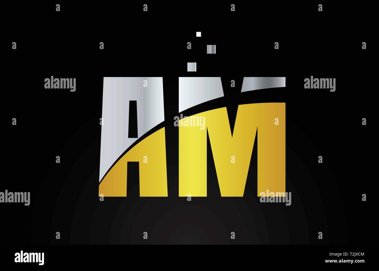 gold golden silver metallic color alphabet letter AM A M logo ...