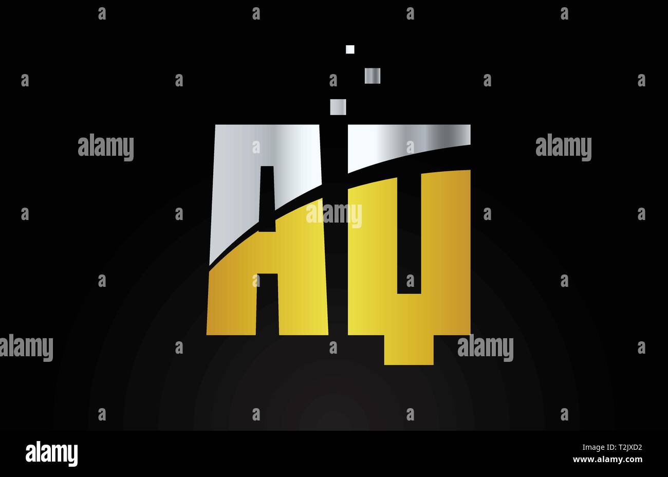 gold golden silver metallic color alphabet letter AQ A Q logo ...