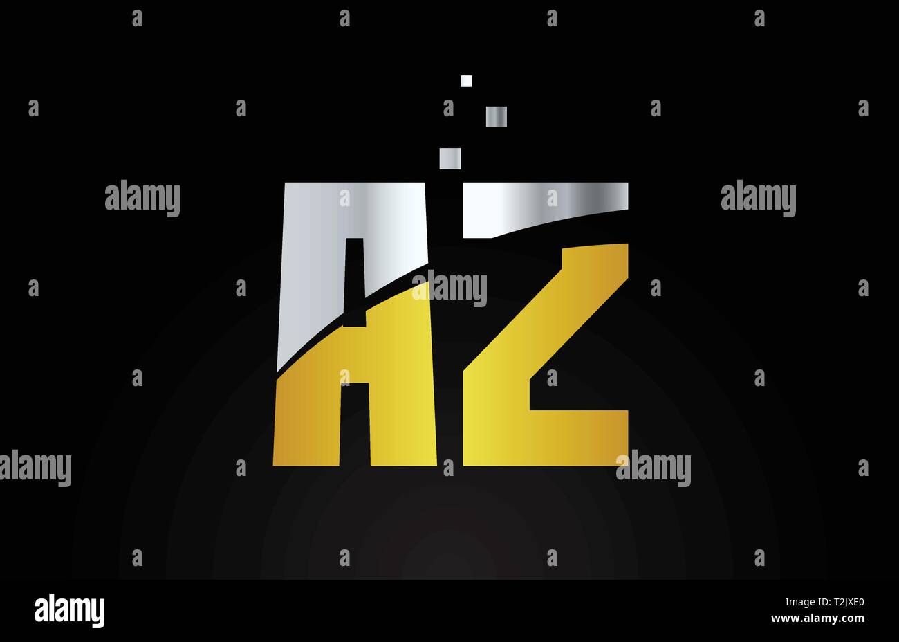 gold golden silver metallic color alphabet letter AZ A Z logo ...