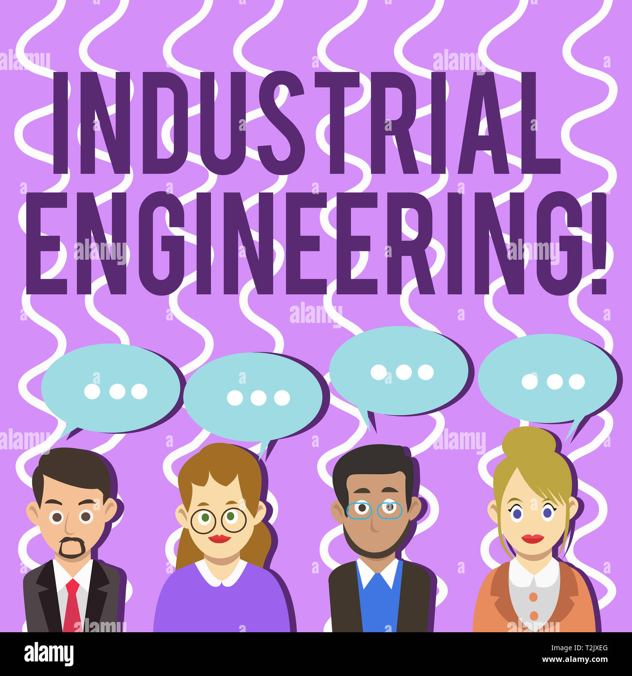 Conceptual hand writing showing Industrial Engineering. Concept meaning field or study that focuses on industrial processes Group of Business People w Stock Photo