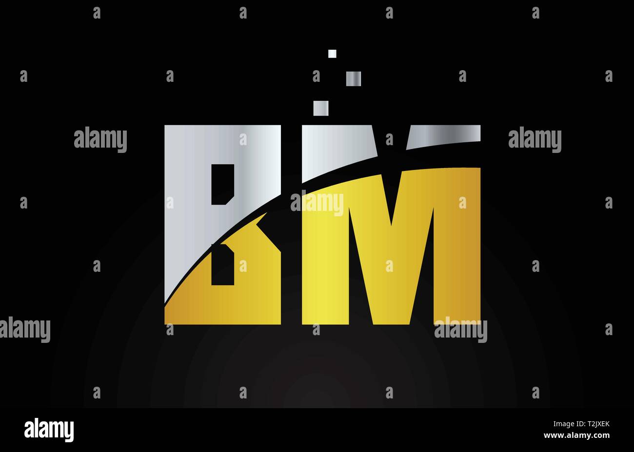 gold golden silver metallic color alphabet letter BM B M logo ...