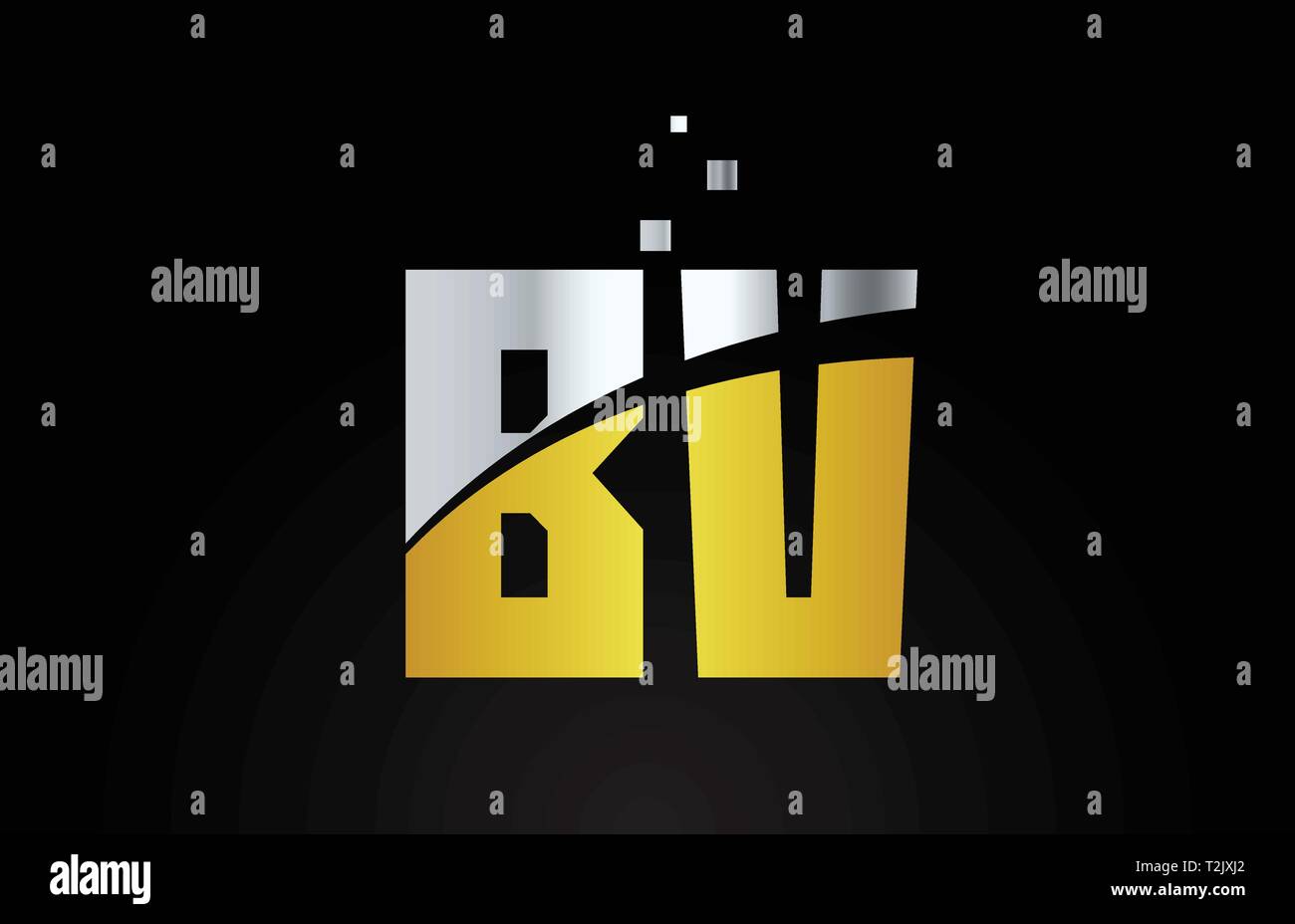 gold golden silver metallic color alphabet letter BV B V logo ...