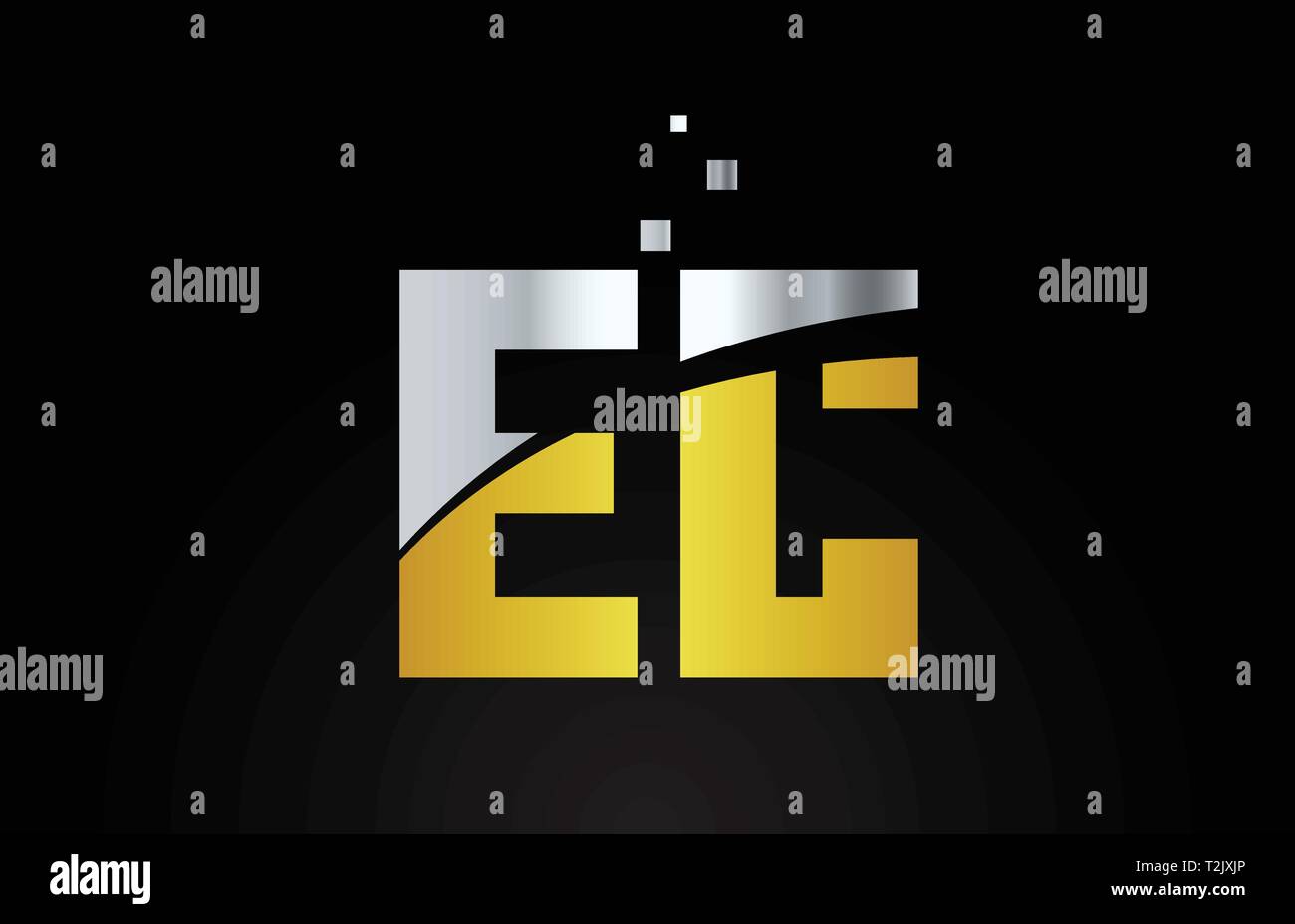 gold golden silver metallic color alphabet letter EC E C logo ...