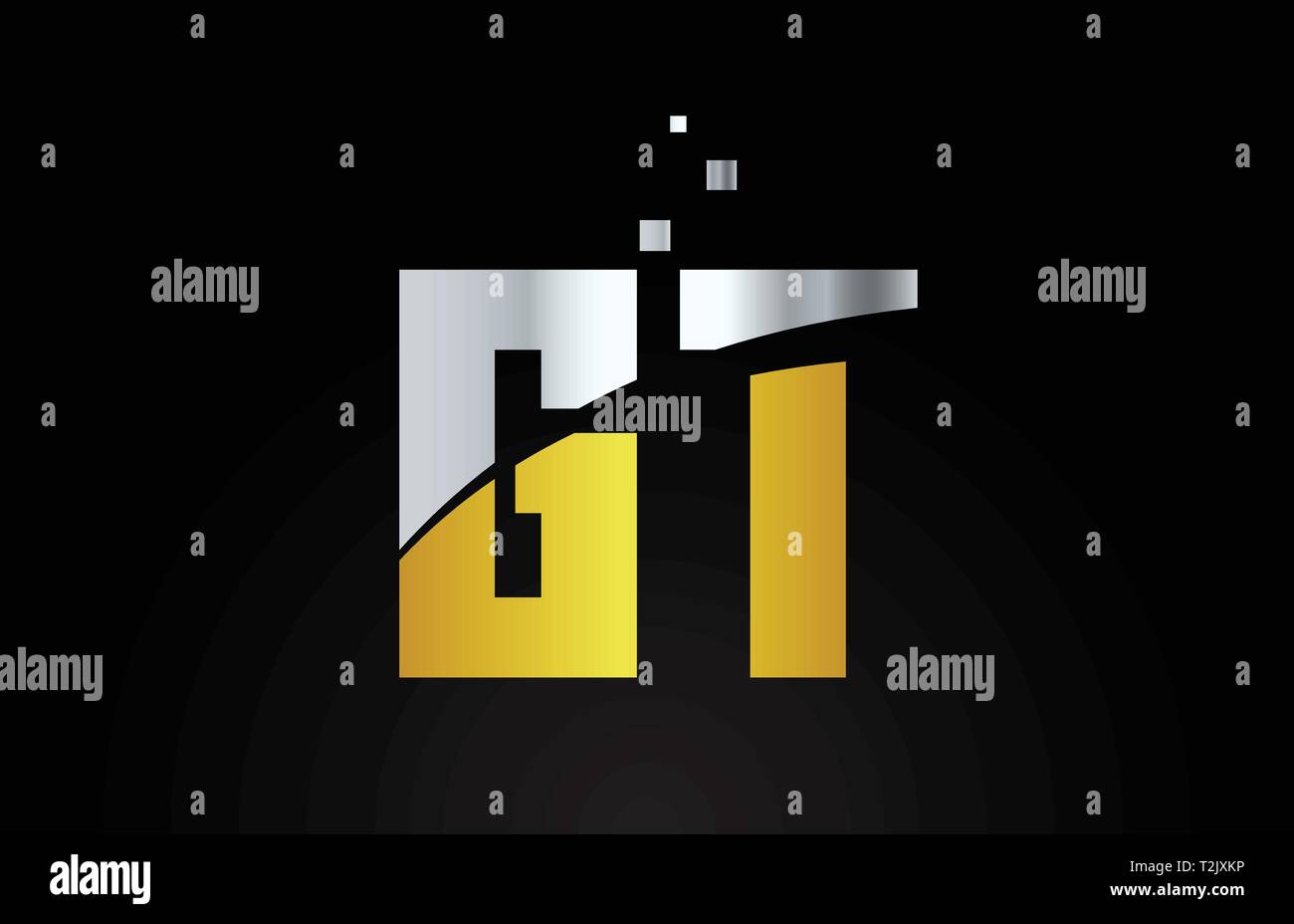 gold golden silver metallic color alphabet letter GT G T logo ...