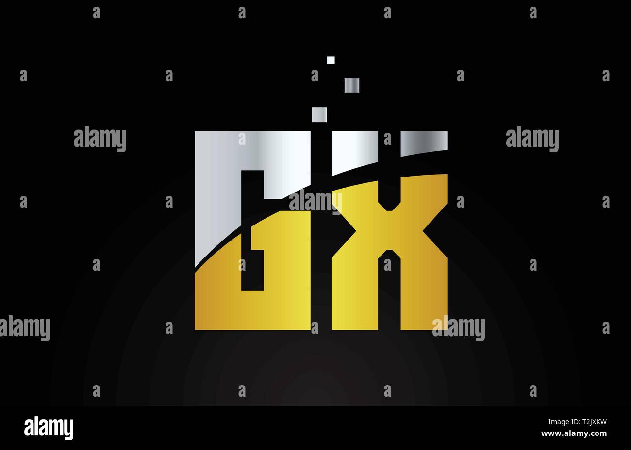 gold golden silver metallic color alphabet letter GX G X logo ...
