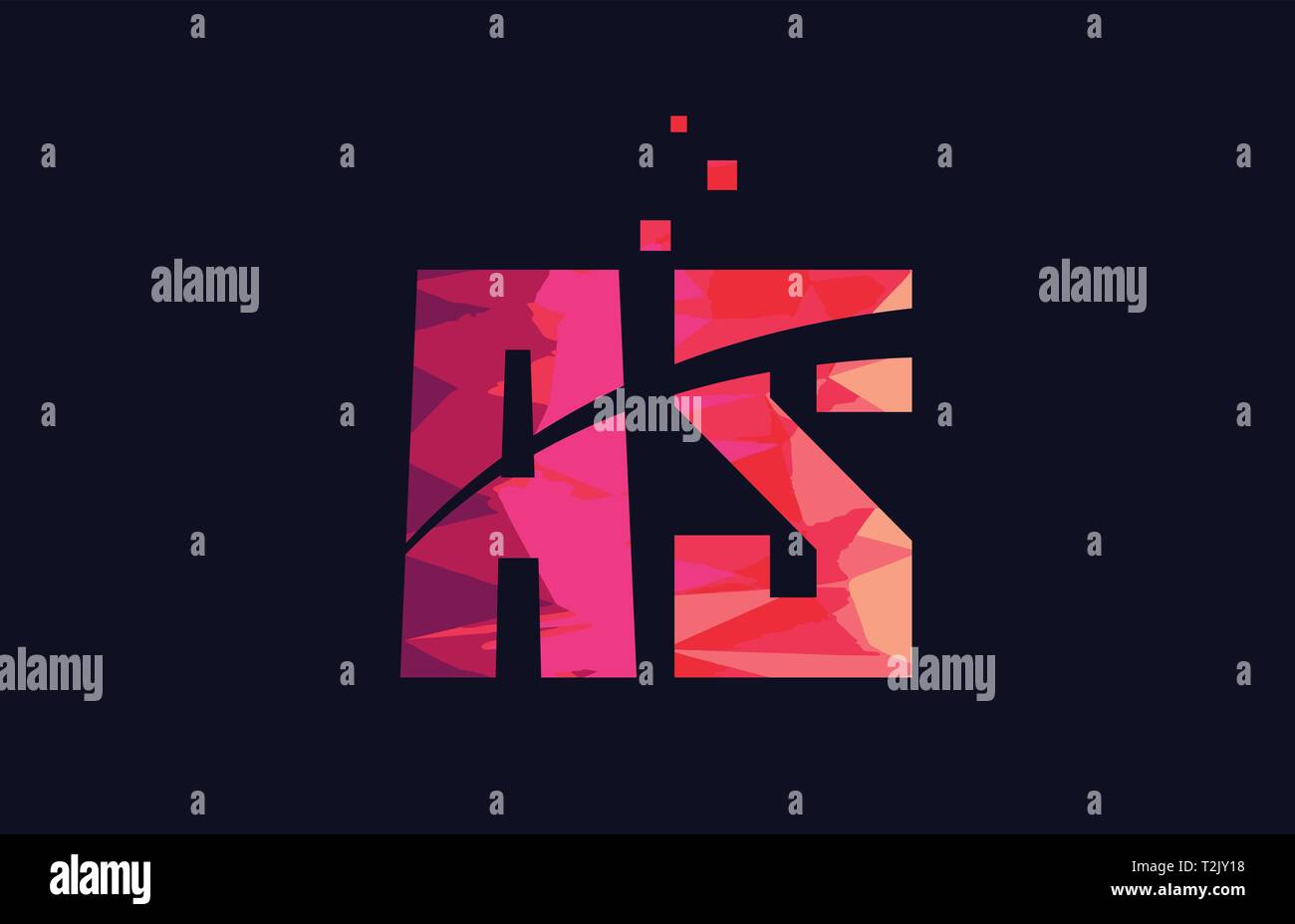 pink blue background color alphabet letter AS A S logo combination ...