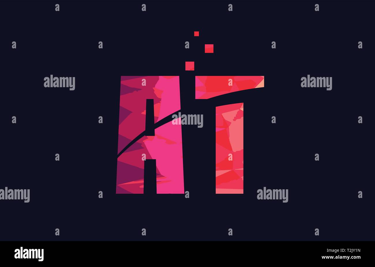 pink blue background color alphabet letter AT A T logo combination ...