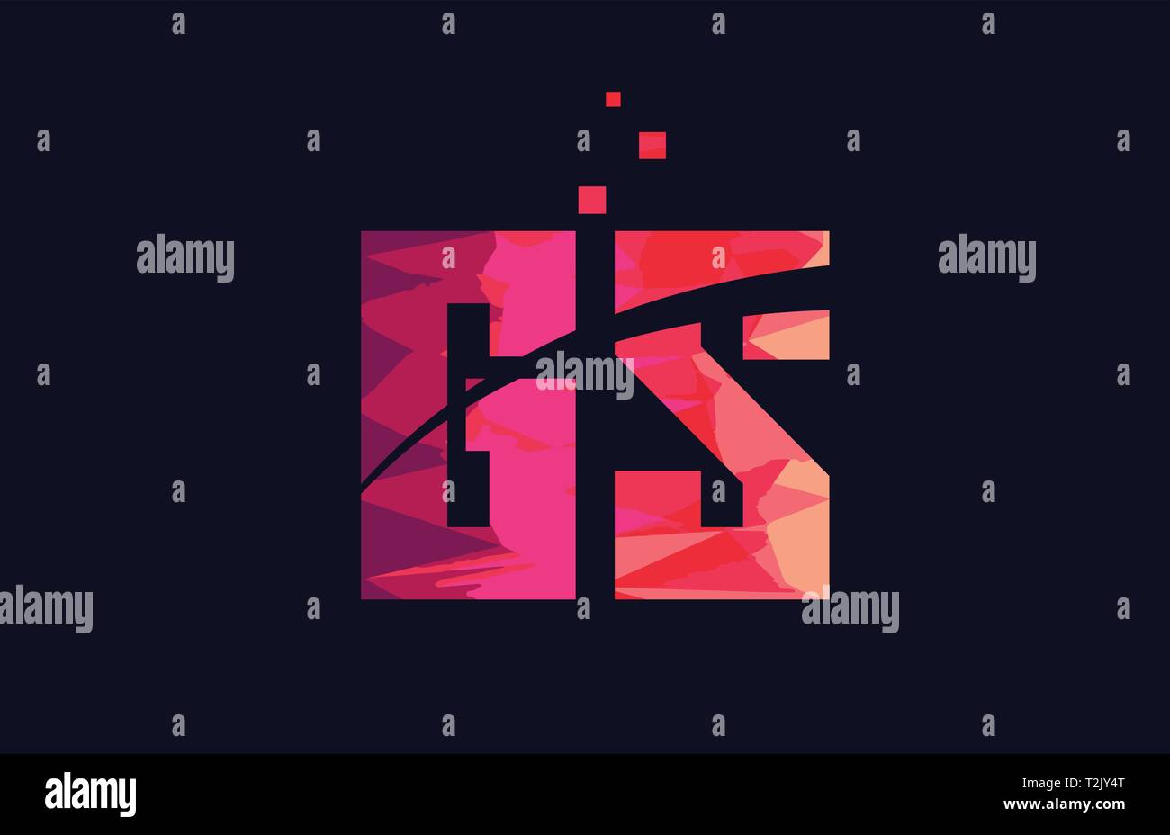 pink blue background color alphabet letter GS G S logo combination ...