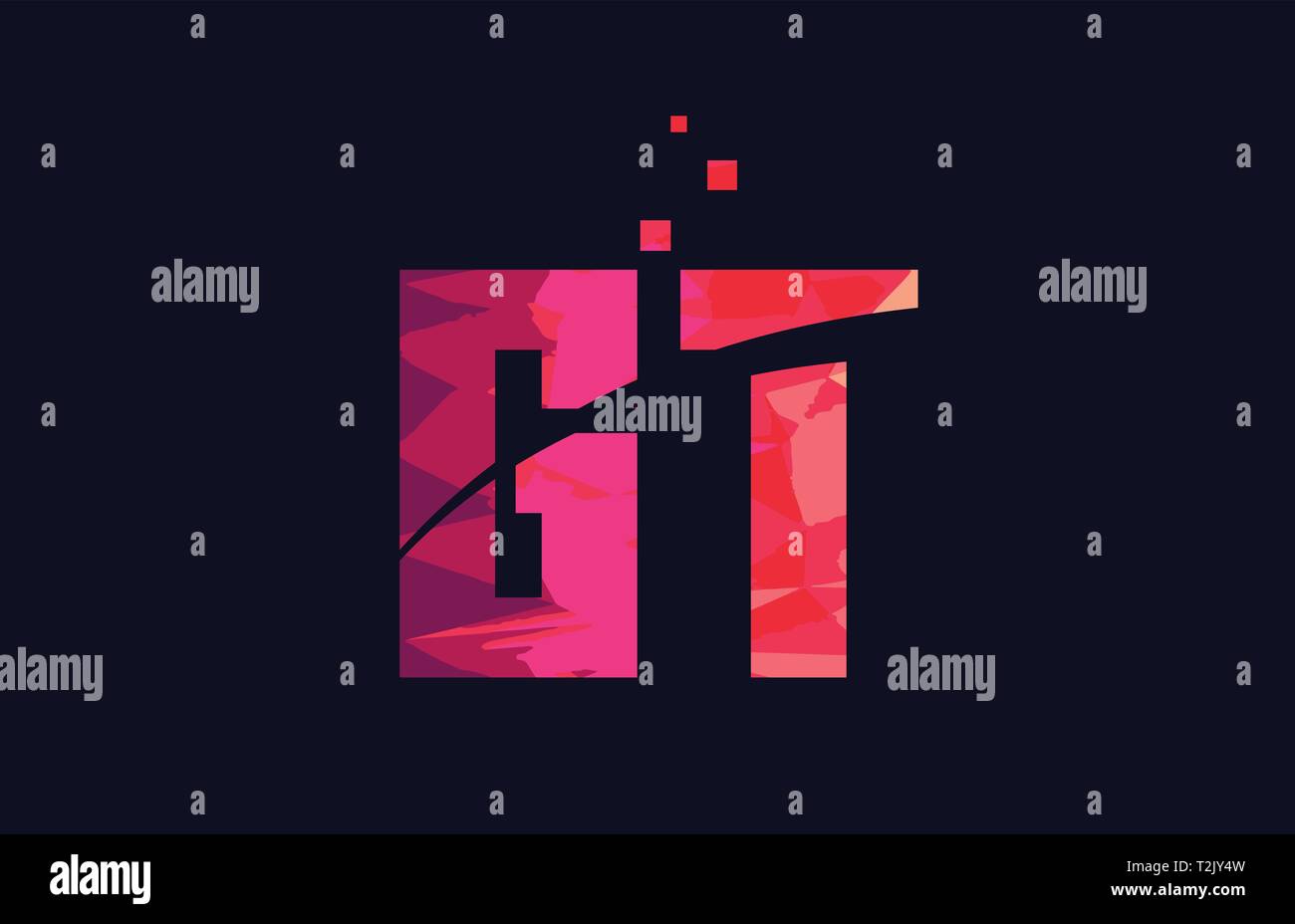 pink blue background color alphabet letter GT G T logo combination ...