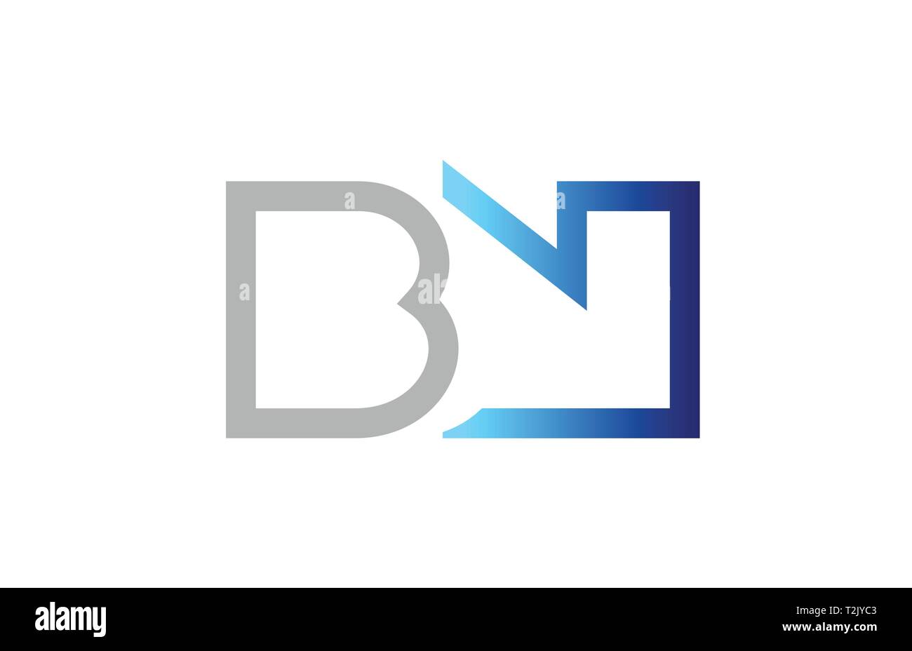 blue grey alphabet letter logo combination bn b n design suitable for a ...