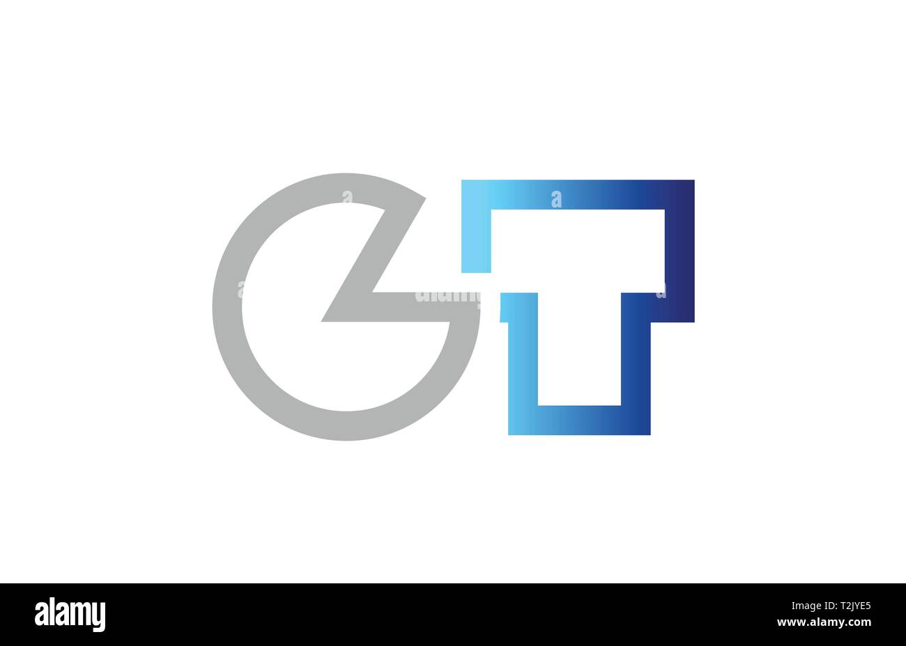 blue grey alphabet letter logo combination gt g t design suitable for a ...