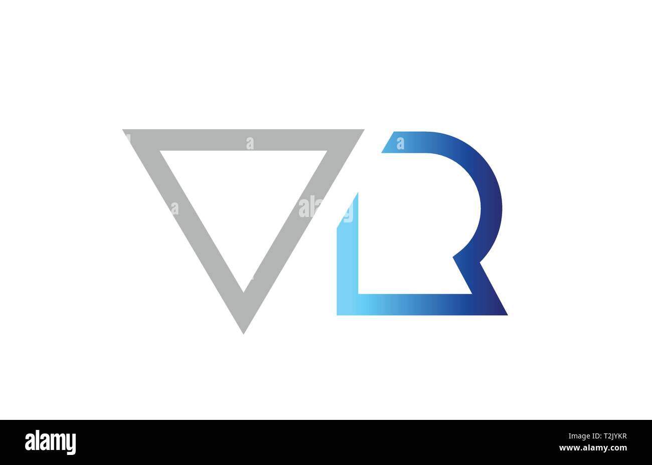 blue grey alphabet letter logo combination vr v r design suitable for a ...
