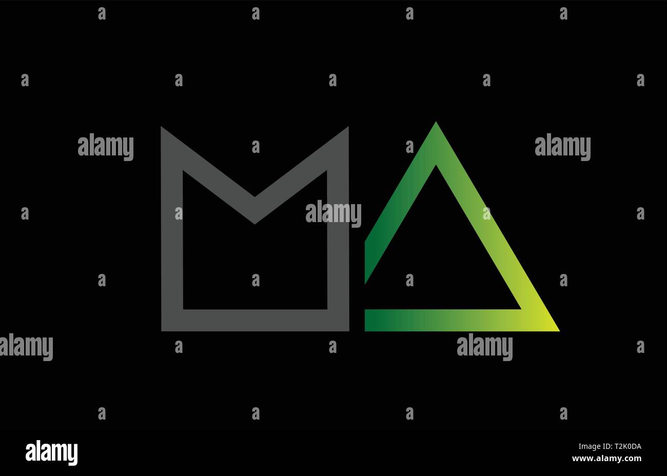 green black grey alphabet letter logo combination ma m a design ...