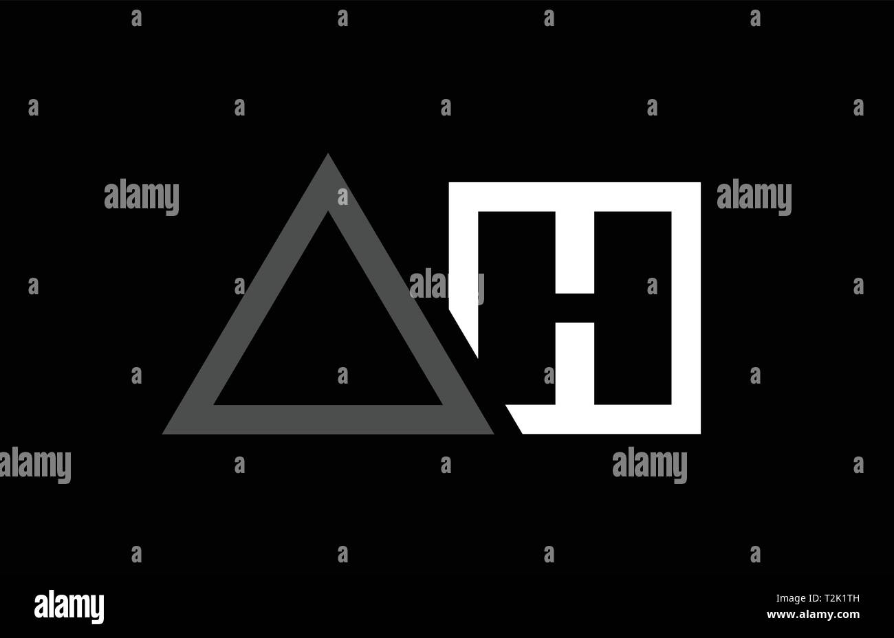 white black grey alphabet letter logo combination ah a h design ...