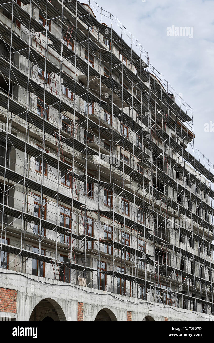 new building under construction, scaffolding and concrete Stock Photo