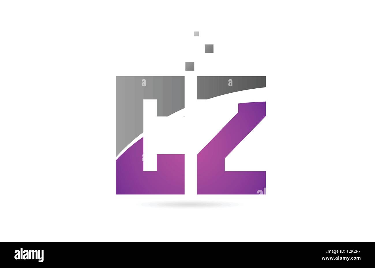 pink grey alphabet letter CZ C Z logo combination design suitable for a ...