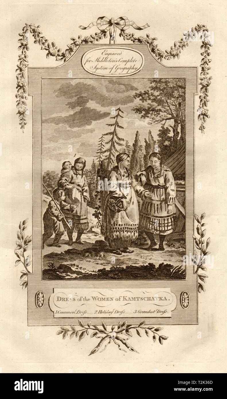 'Dress of the women of Kamtschatka'. Kamchatka. MIDDLETON 1779 old print Stock Photo
