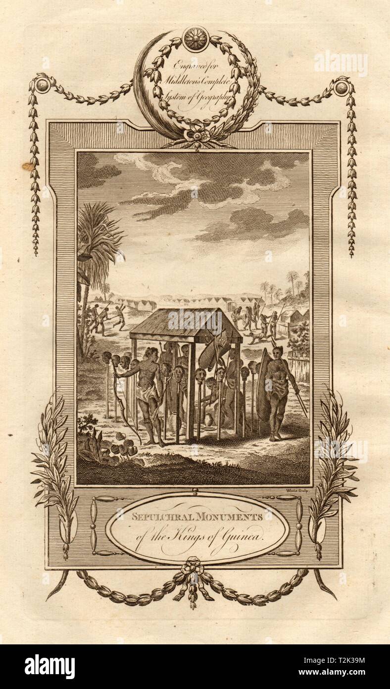'Sepulchral Monuments of the Kings of Guinea'. MIDDLETON 1779 old print Stock Photo