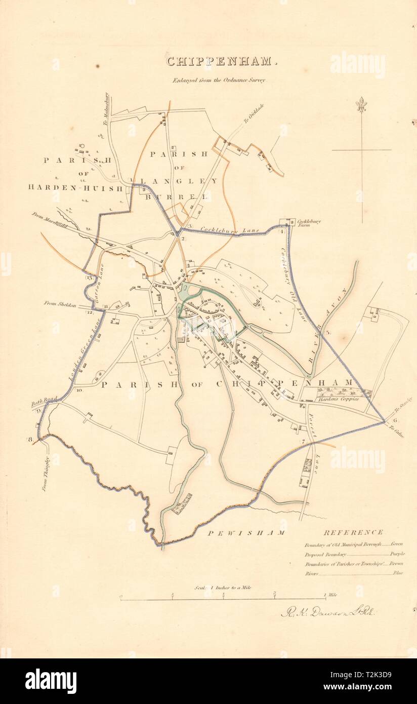 CHIPPENHAM borough/town plan. BOUNDARY REVIEW. Wiltshire. DAWSON 1837