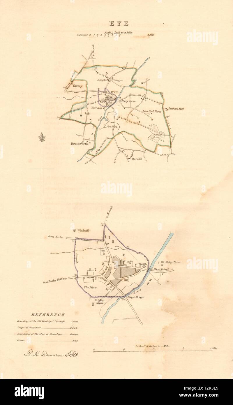 EYE borough/town plan. BOUNDARY REVIEW. Yaxley Occold. Suffolk. DAWSON
