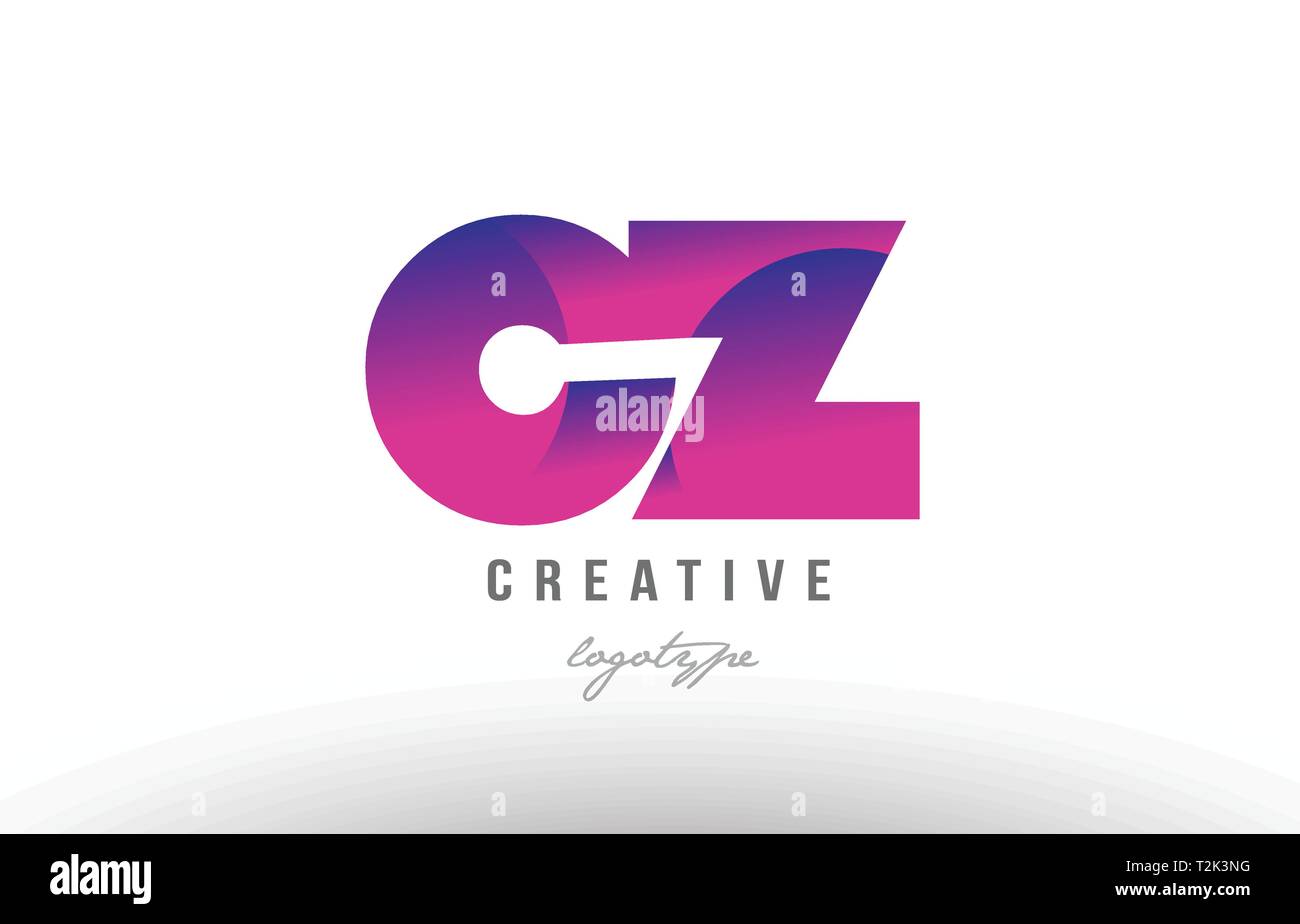 Design of alphabet letter logo combination cz c z with pink gradient ...