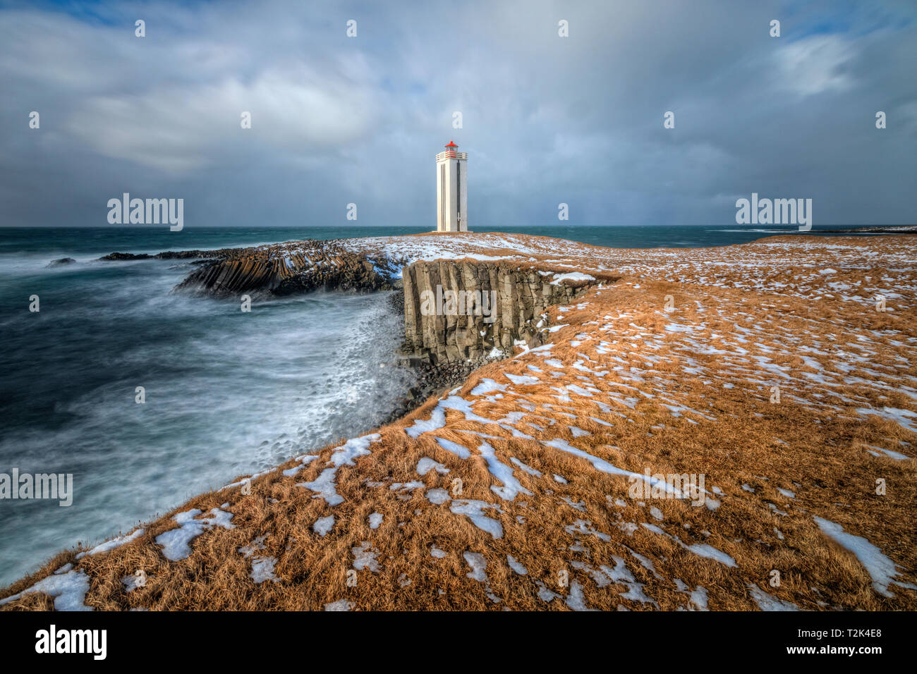 Kalfshamarsvik lighthouse snow hi-res stock photography and images - Alamy