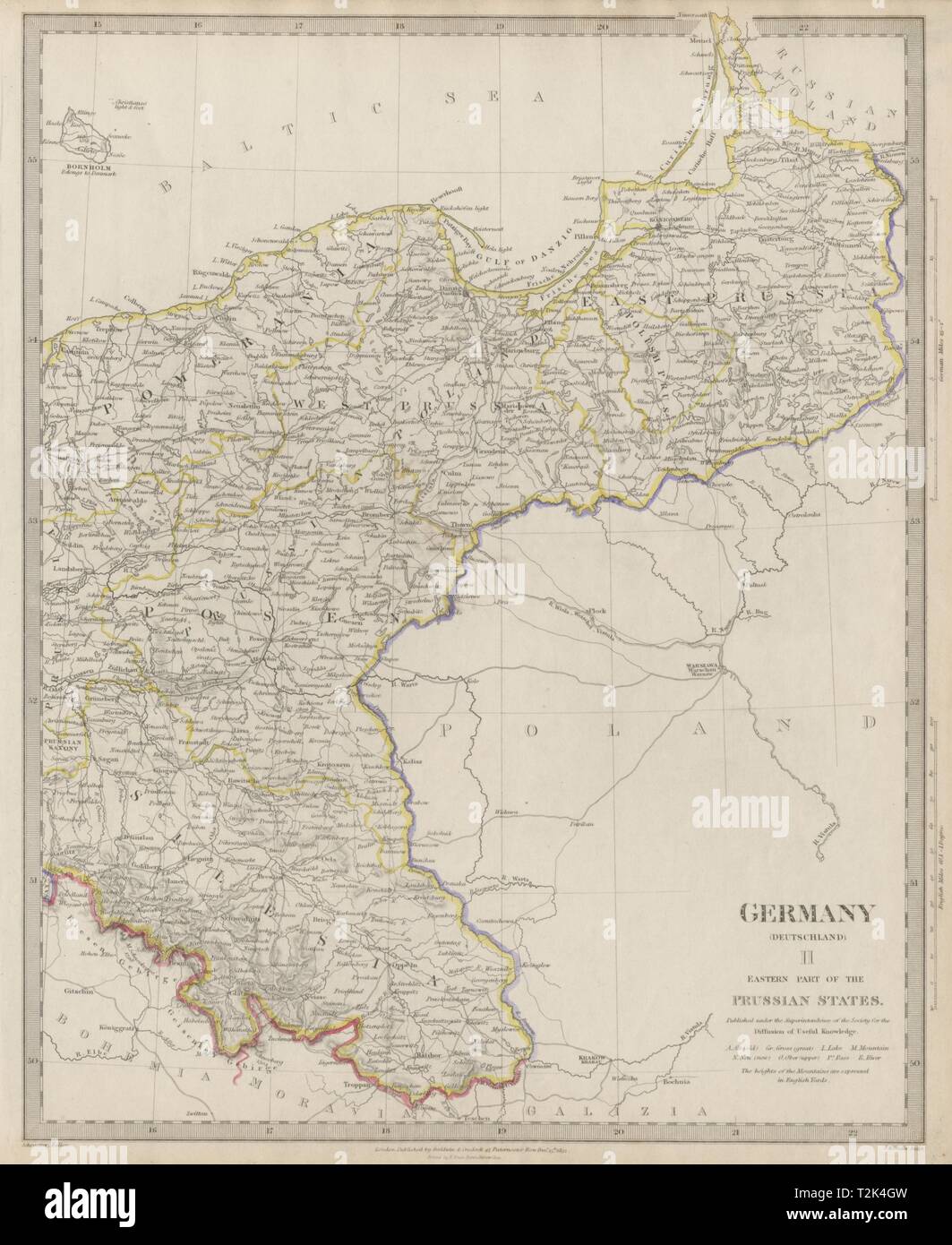 GERMANY DEUTSCHLAND.Eastern Prussian States.Silesia;Pomerania SDUK 1844 map Stock Photo
