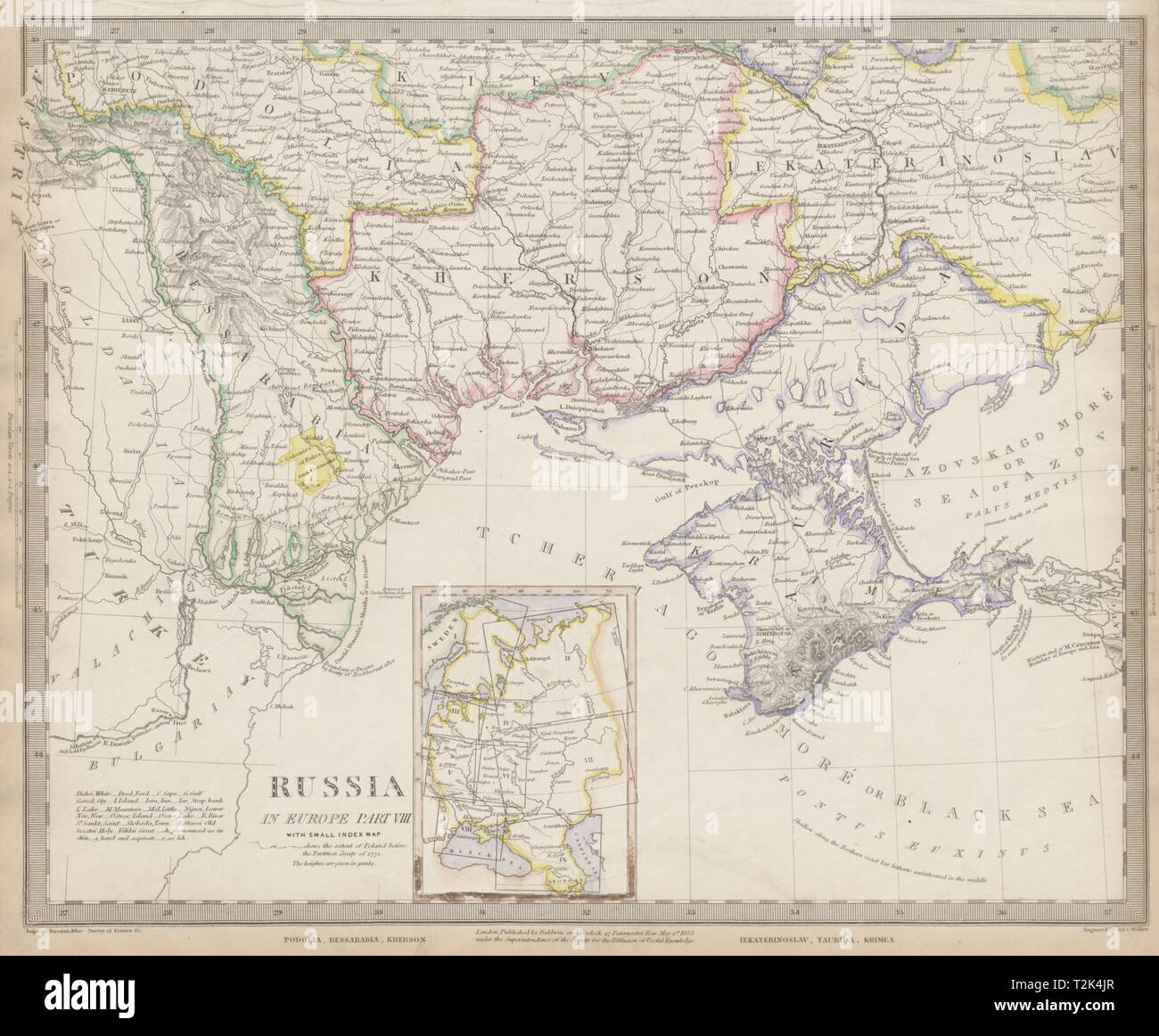 UKRAINE MOLDOVA Podolia Bessarabia Kherson Taurida Crimea Kiev. SDUK 1844 map Stock Photo