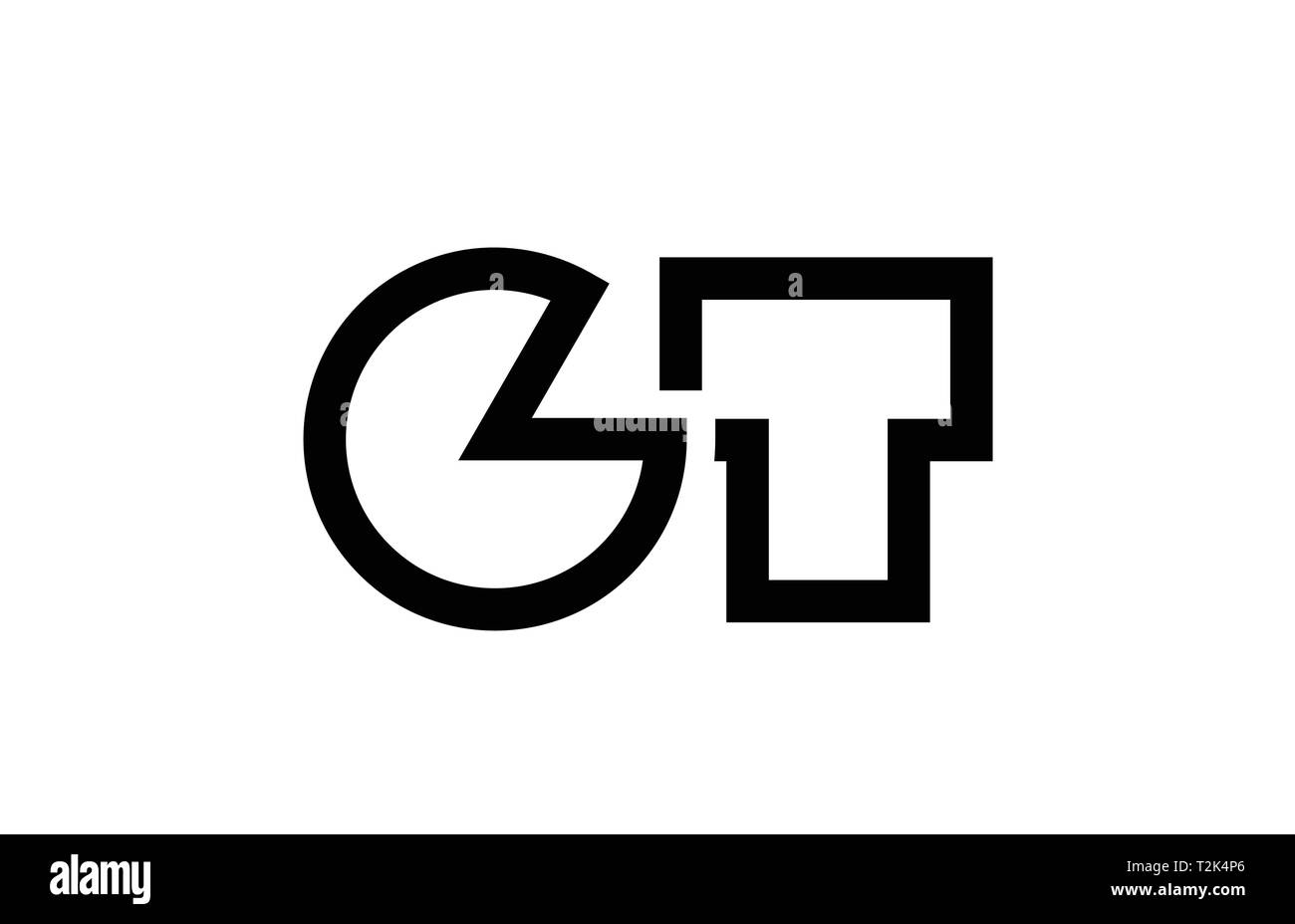 black and white alphabet letter logo combination gt g t design suitable ...